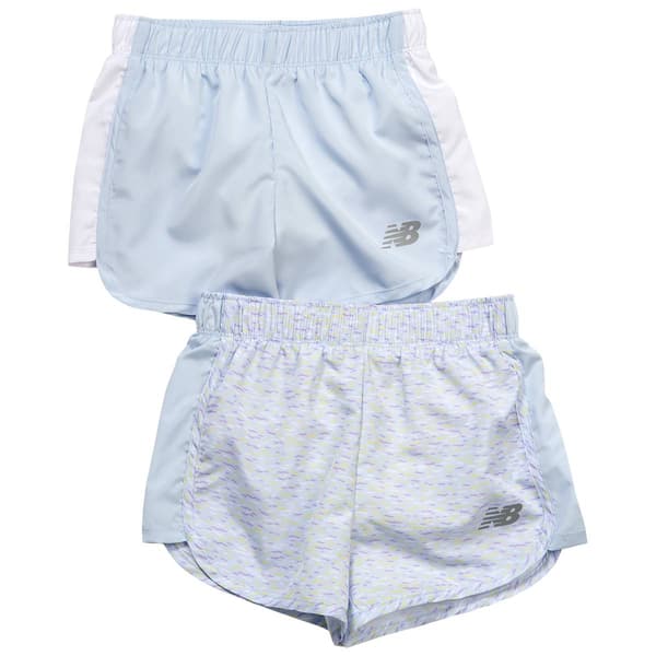 Girls (4-6x) New Balance 2pk. Solid & Abstract Woven Shorts - image 