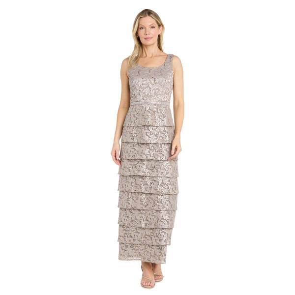 Womens R&M Richards Scroll Tiered Gown with Lace Bolero Jacket
