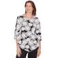 Petite Alfred Dunner Classics 3/4 Sleeve Daisy Floral Blouse - image 1