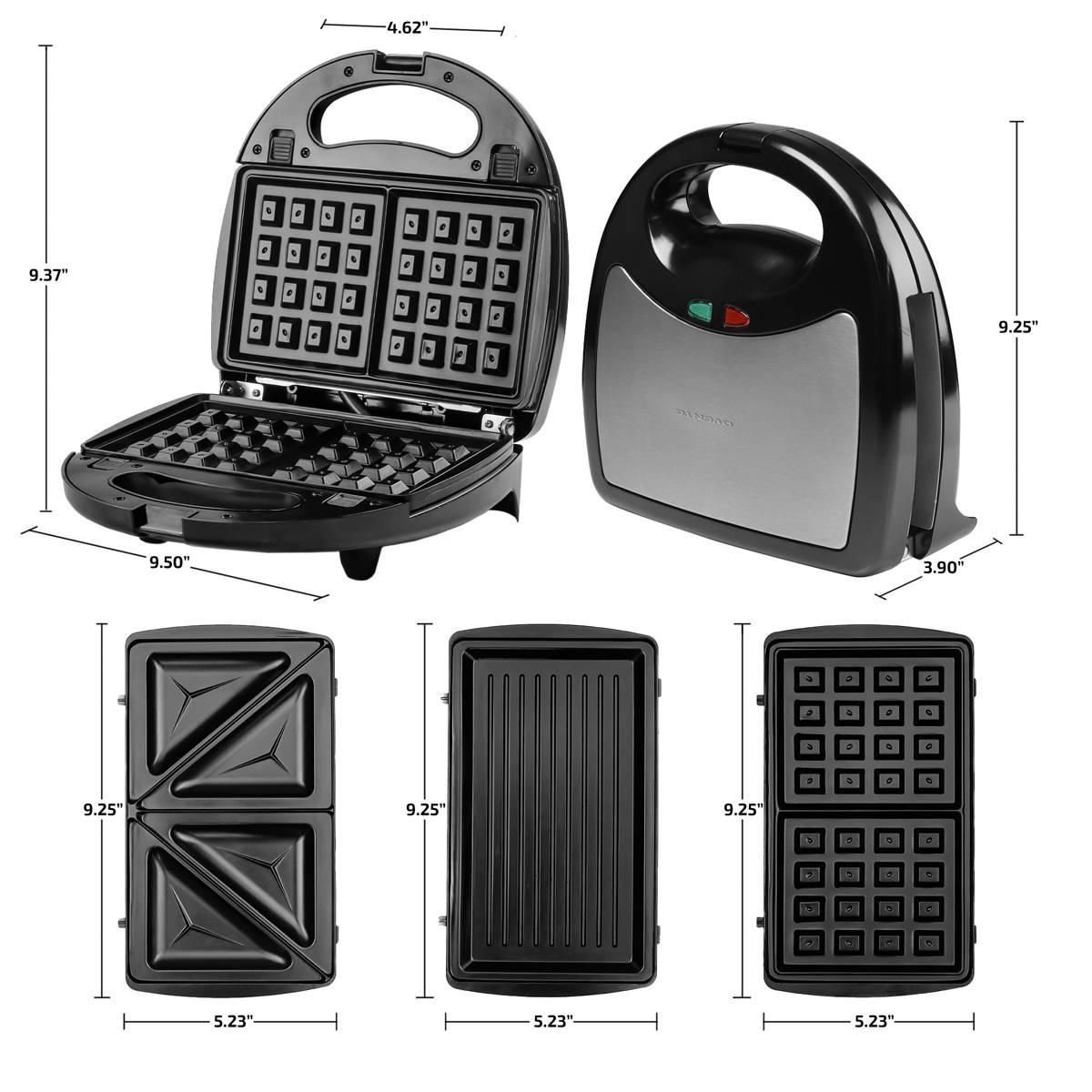 Ovente Electric Indoor Sandwich Grill Waffle Maker Set