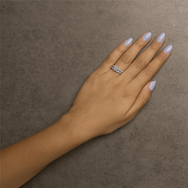 Haus of Brilliance Diamond Halo & Pave Shank Engagement Ring Set