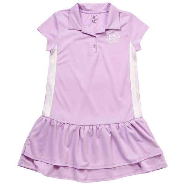Girls &#40;7-16&#41; Bebe Short Sleeve Pique Polo Ruffle Hem Dress - image 