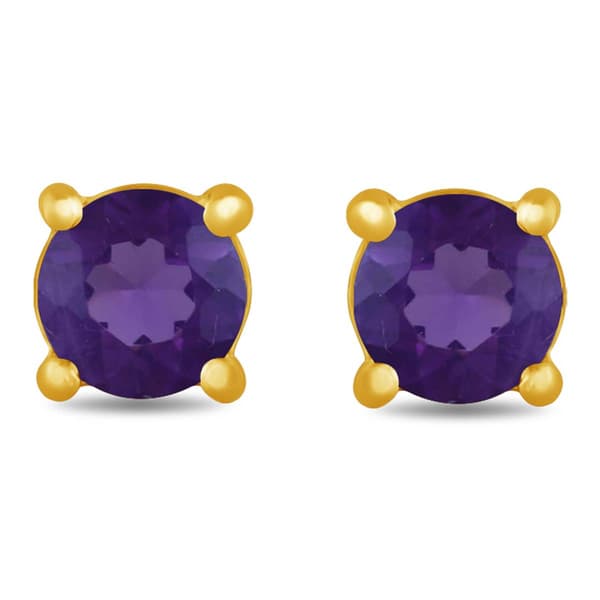 Gemstone Classics™ Gold over Silver Created Amethyst Earrings