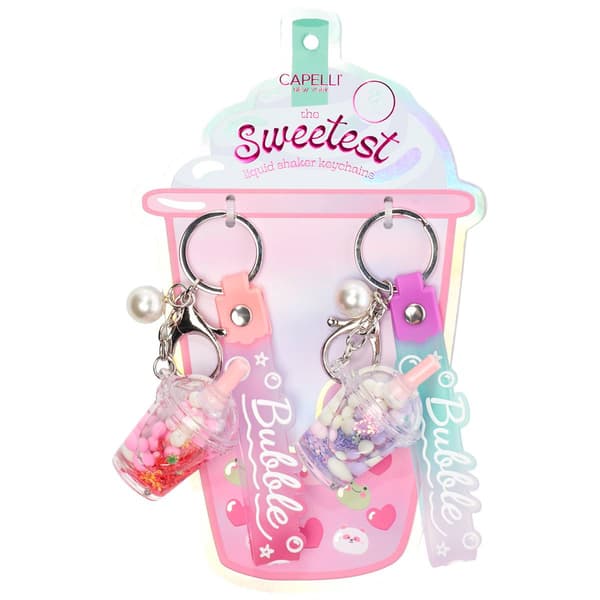 Girls Capelli&#40;R&#41; New York 2pc. BFF Boba Liquid Shaker Keychains - image 