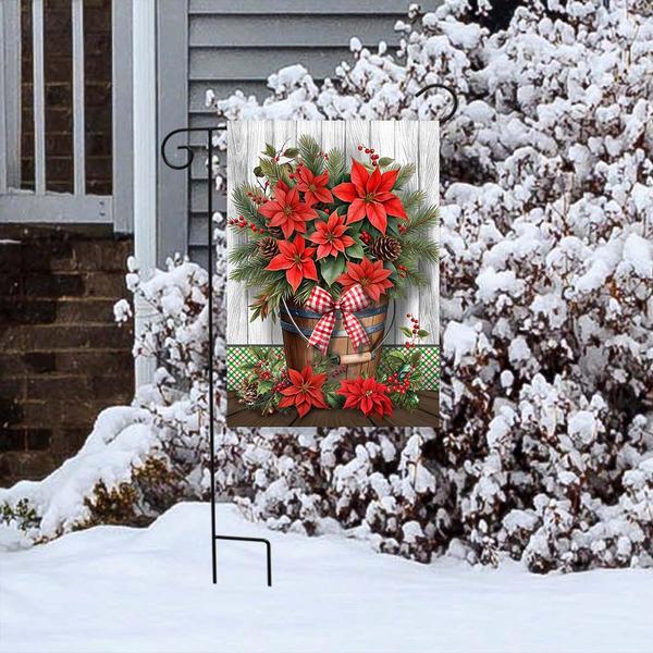 Briarwood Lane Poinsettia Pail Garden Flag