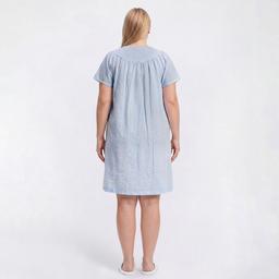 Plus Size Moon to Noon Short Sleeve Tiny Gingham Duster