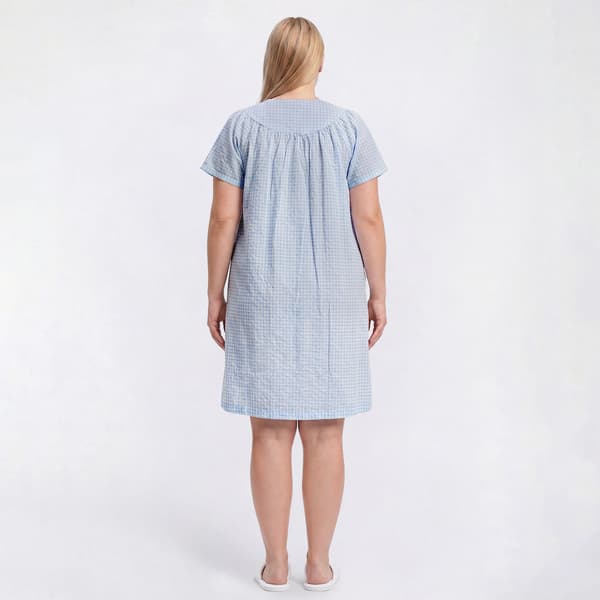 Plus Size Moon to Noon Short Sleeve Tiny Gingham Duster - image 