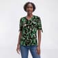 Womens AK Anne Klein Short Tie Sleeve V Neck Leaf Blouse - image 1
