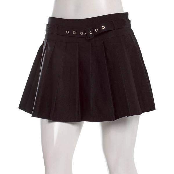 Juniors Zoe & Phoebe Pleat Millenium Skort With Skinny Belt