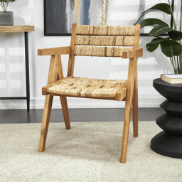 9th & Pike® Bohemian Brown Teak Wood Accent Chair