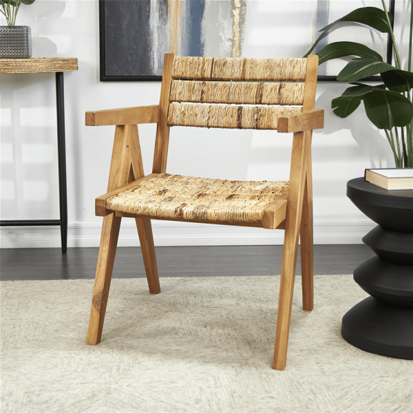 9th & Pike&#174; Bohemian Brown Teak Wood Accent Chair