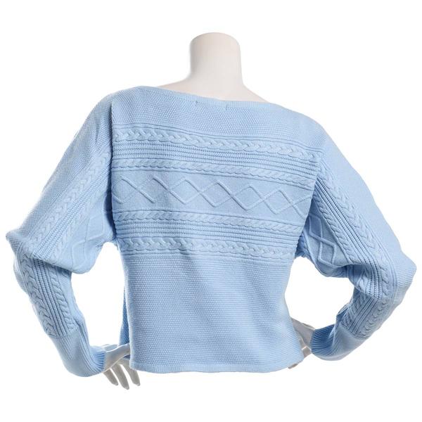 Juniors Derek Heart Mix Stitch Cable Boat Neck Dolman Sweater