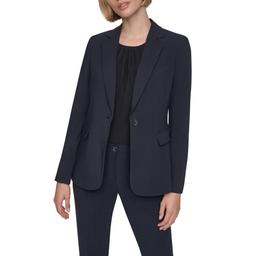 Womens DKNY Long Sleeve Solid One Button Blazer - Navy