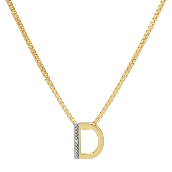 Gianni Argento 14kt. Gold Plated Diamond Accent D Pendant - image 