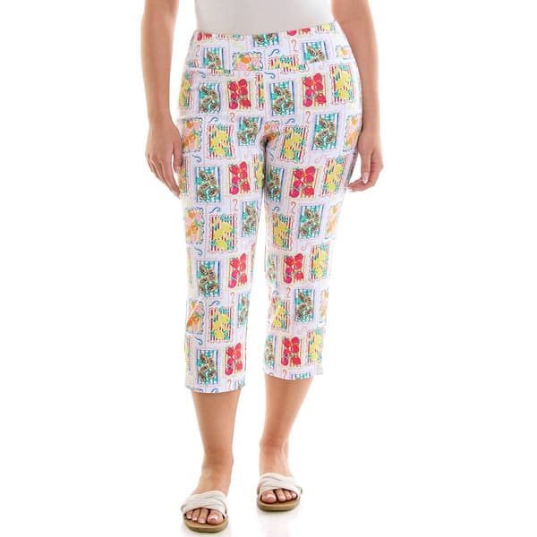 Womens Zac & Rachel Pull On Floral Crop - Wht/Aca/Victoria - image 