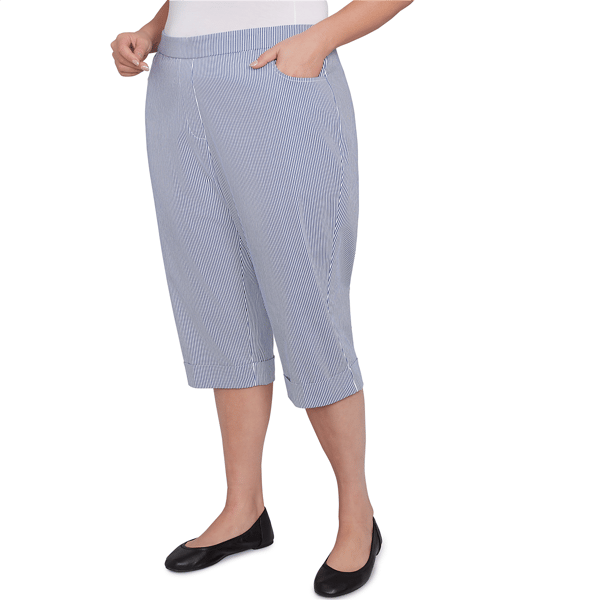 Plus Size Alfred Dunner Land of the Free Pinstripe Clamdiggers