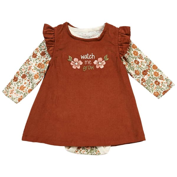 Baby Girl (NB-9M) Rene Rofe Brown Corduroy Jumper & Bodysuit Set - image 