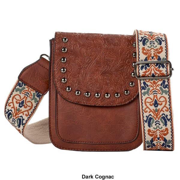 Sam & Hadley Guitar Strap Embossed Studded Crossbody