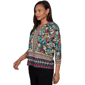 Womens Ruby Rd. Tropical Noir 3/4 Sleeve Paradise Tropic Blouse - image 3