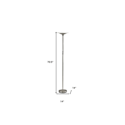 HomeRoots 71in. Silver LED Torchiere Floor Lamp With Glass Shade