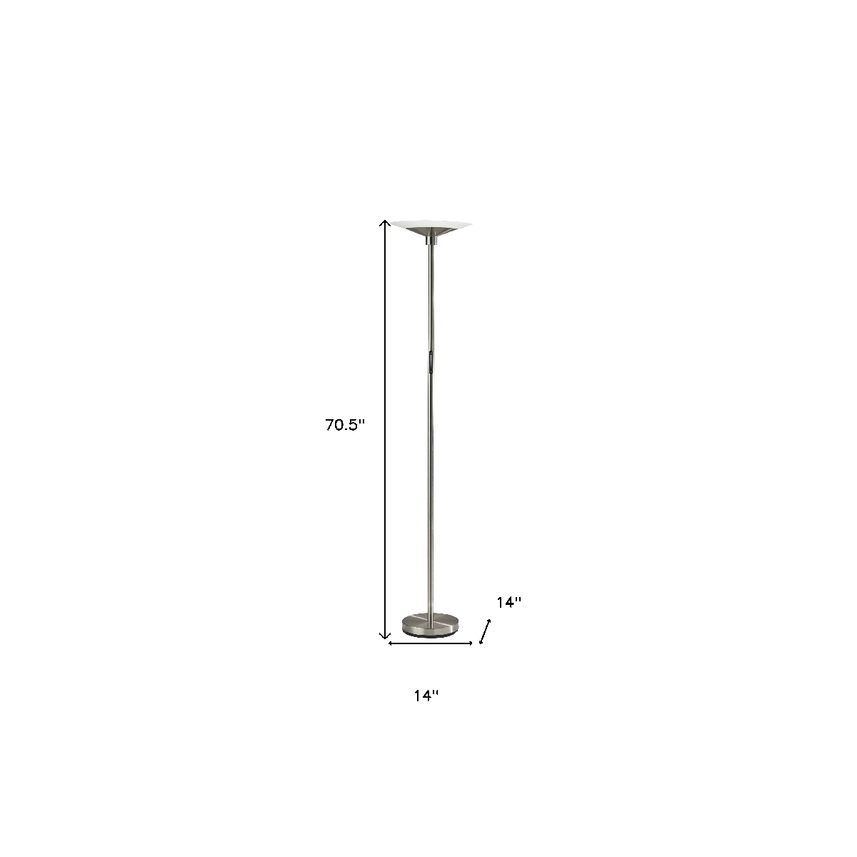 HomeRoots 71in. Silver LED Torchiere Floor Lamp With Glass Shade