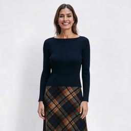 Womens Connected Apparel Plaid Mock Two In One Sweater Dress