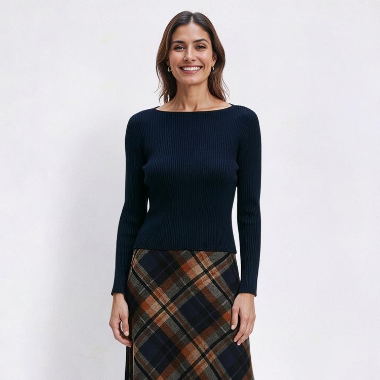 Womens Connected Apparel Plaid Mock Two In One Sweater Dress