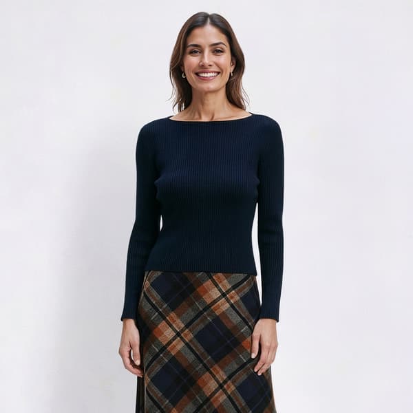 Womens Connected Apparel Plaid Mock Two In One Sweater Dress