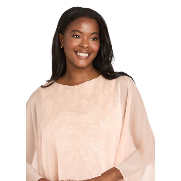 Womens R&M Richards Embroidered Sheath Dress w/ Capelet Overlay