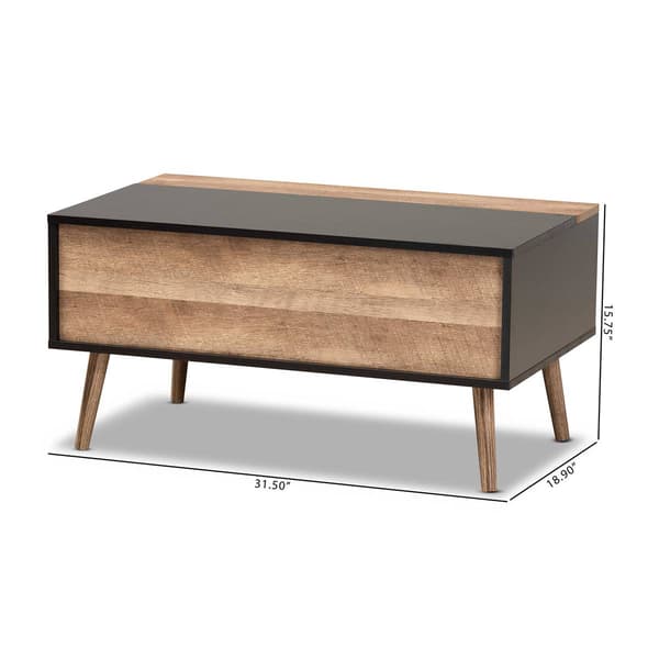 Baxton Studio Jensen Black/Rustic Brown Finish Wood Coffee Table