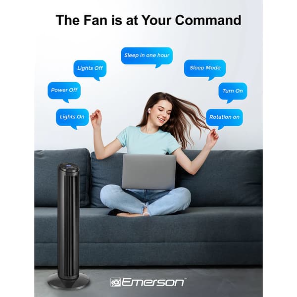 Emerson Smartvoice 30 Inch Tower Fan W/Remote