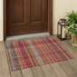 HomeRoots Red Orange & Brown Plaid Non Skid Area Rug - image 1