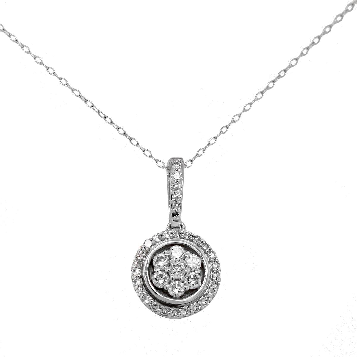 Nova Star® Sterling Silver 1/2ctw Lab Grown Diamond Halo...
