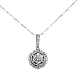 Nova Star(R) Sterling Silver 1/2ctw Lab Grown Diamond Halo Pendant