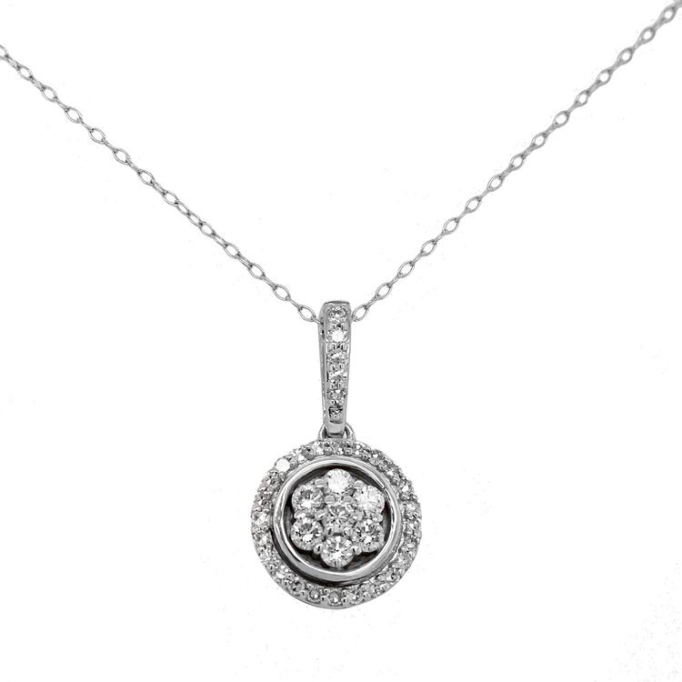 Nova Star(R) Sterling Silver 1/2ctw Lab Grown Diamond Halo Pendant
