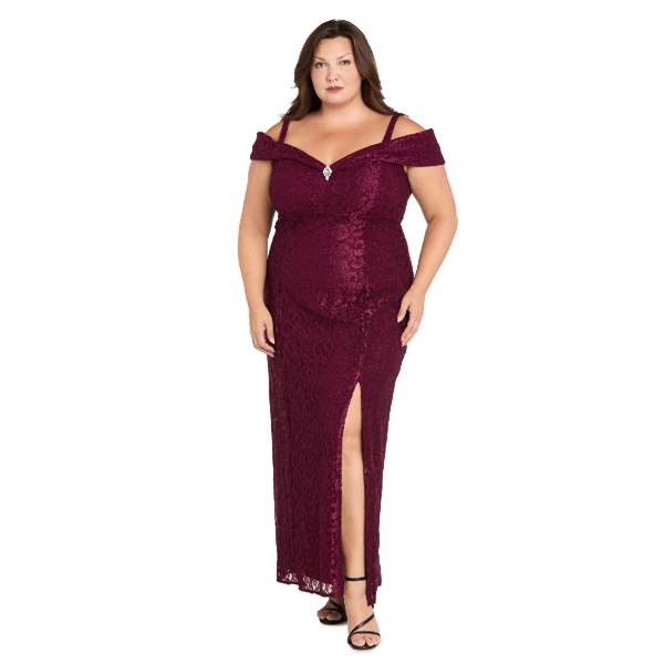 Plus Size R&M Richards Off the shoulder Evening Gown - image 