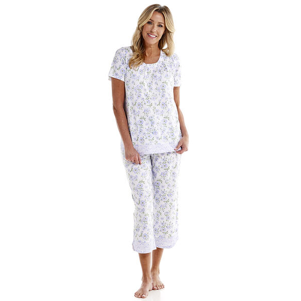 Plus Size Celestial Dreams Short Sleeve Floral Capri Pajama Set - image 