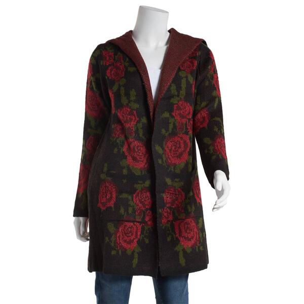 Womens By Design Fuji Long Sleeve Floral Cardigan-ROSE - image 