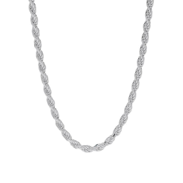 18in. Sterling Silver Polished Rope Chain Necklace
