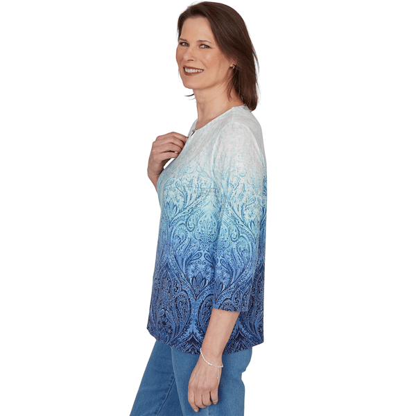 Womens Alfred Dunner Classics 3/4 Sleeve Ombre Blouse