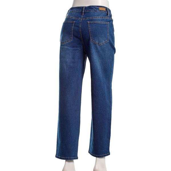 Womens Bleu Denim Barrel Leg Patch Pocket Jeans