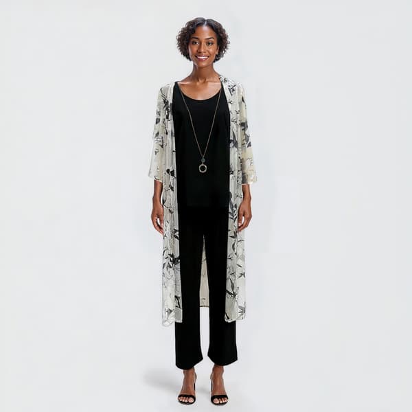 Womens Sara Michelle Chiffon Duster with Pants Set