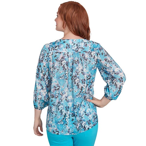 Plus Size Skye''s The Limit Lavender Sky 3/4 Sleeve Floral Blouse