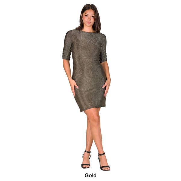 Womens 24/7 Comfort Apparel Shimmer Bodycon Mini Party Dress