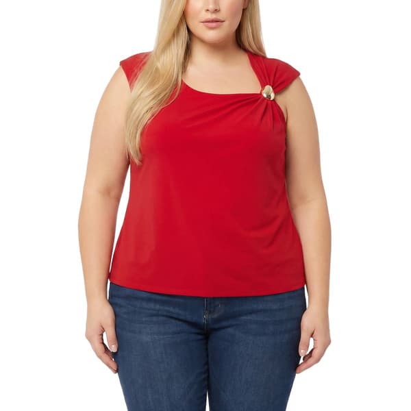 Plus Size NY Collection Sleeveless Scoopneck W/Metal Hardware So