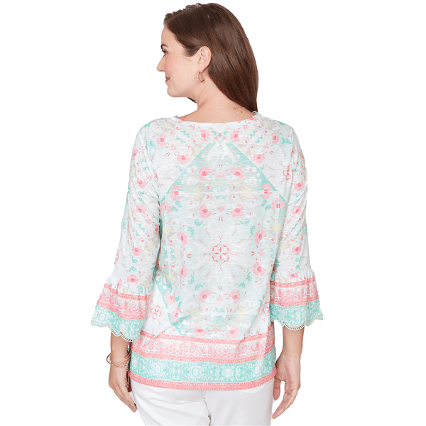 Womens Ruby Rd. Renaissance Romance Flounce Sleeve Floral Blouse - image 