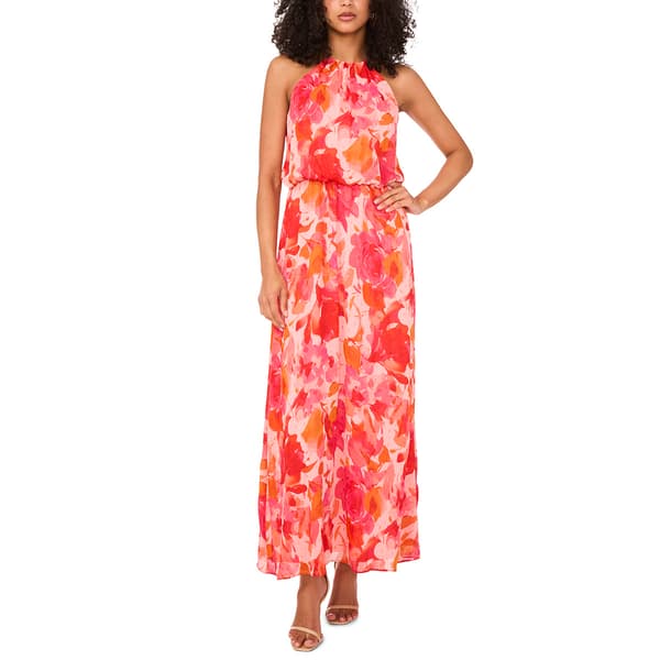 Petite MSK Lurex Floral Halter Neck Maxi Dress - image 