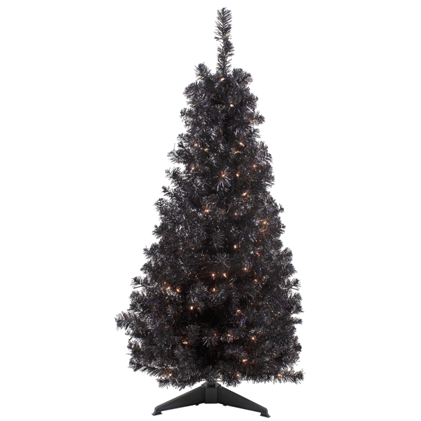 Northlight 4in. Pre-Lit Slim Artificial Tinsel Halloween Tree