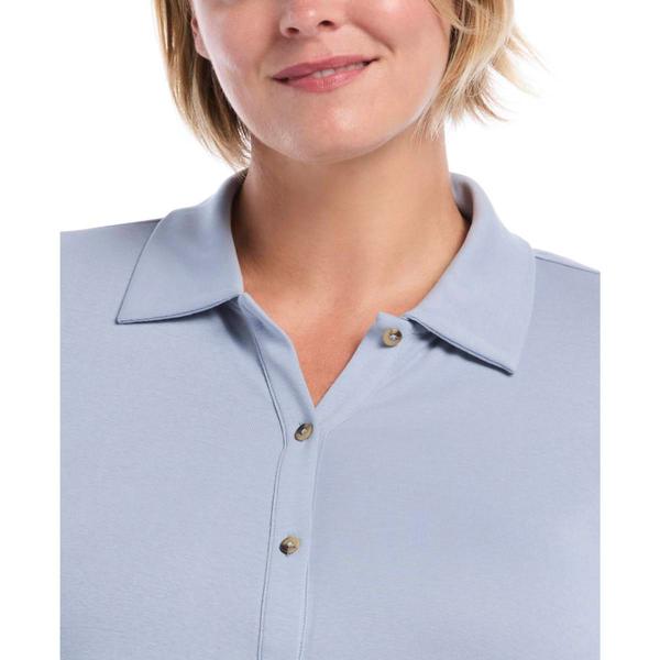Plus Size Rafaella® Long Sleeve Ruffle Trim Button Up Blouse