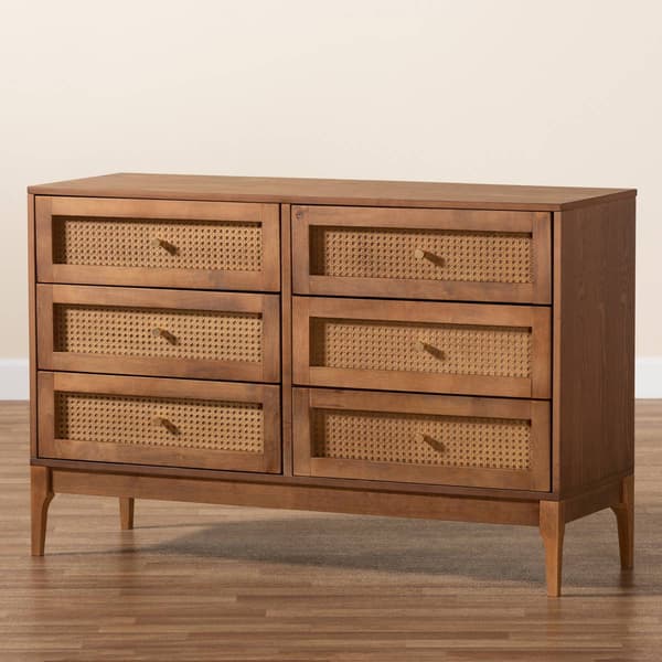 Baxton Studio Ramiel Modern Ash Walnut Wood 6-Drawer Dresser